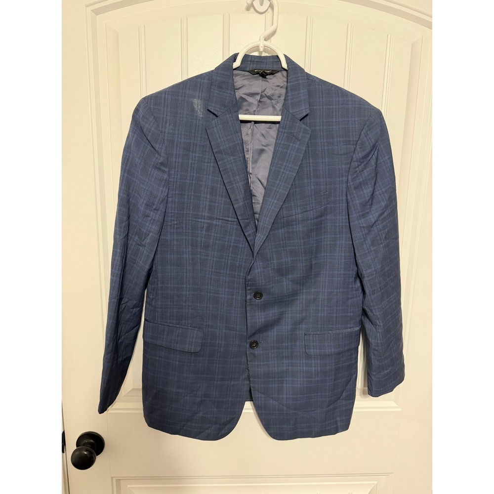 Banana Republic Blazer Mens 42S Blue Plaid Two Button Notch Lapel EUC